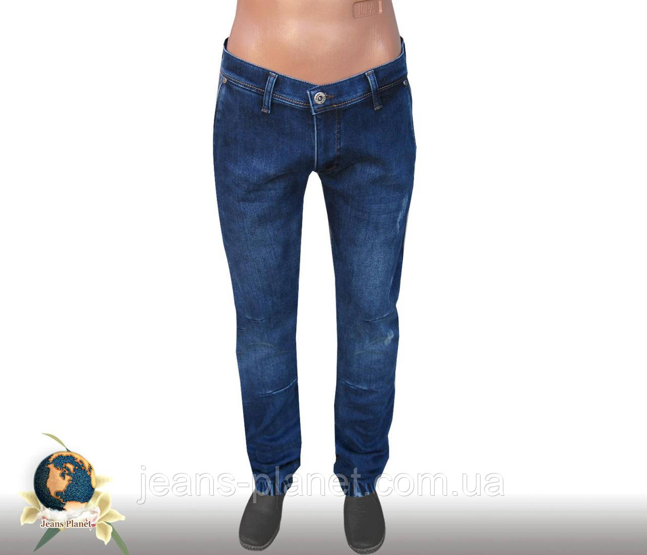 Джинсы мужские утеплённые на манжете-резинке PieroPaul синего цвета