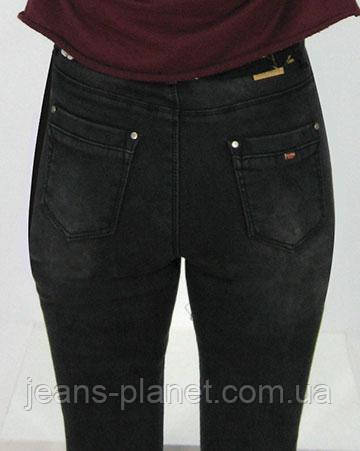 Джинсы женские зауженные с высокой посадкой Американка тёмно-серые 27 размер — изображение 4