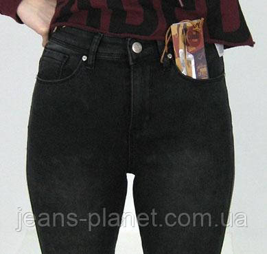 Джинсы женские зауженные с высокой посадкой Американка тёмно-серые 27 размер — изображение 3