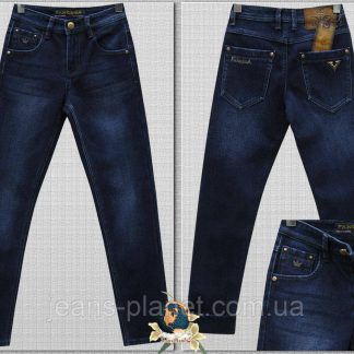 Джинсы мужские на флисе зауженные Fangsida синего цвета