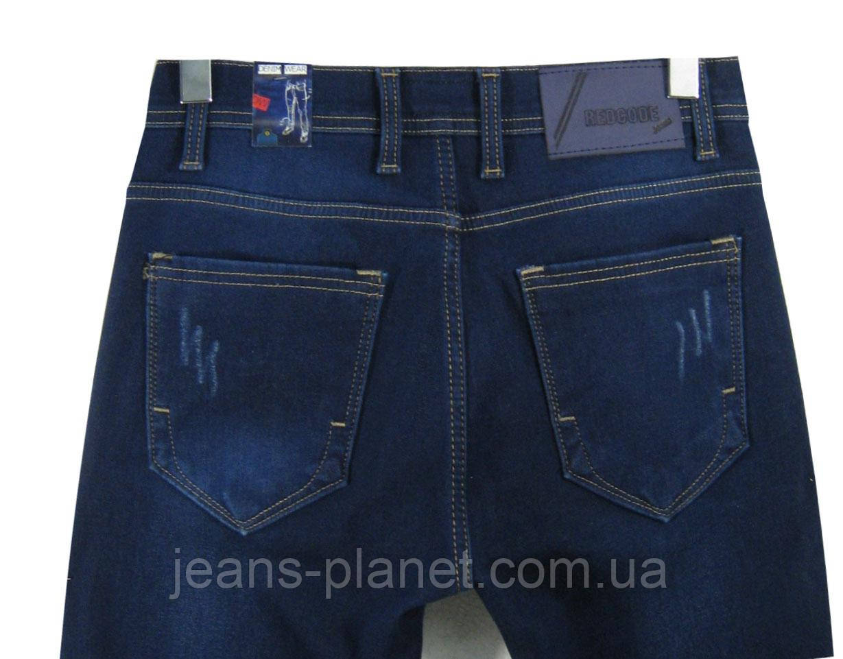 Джинсы мужские утеплённые зауженные Redcode синего цвета баталы — изображение 4