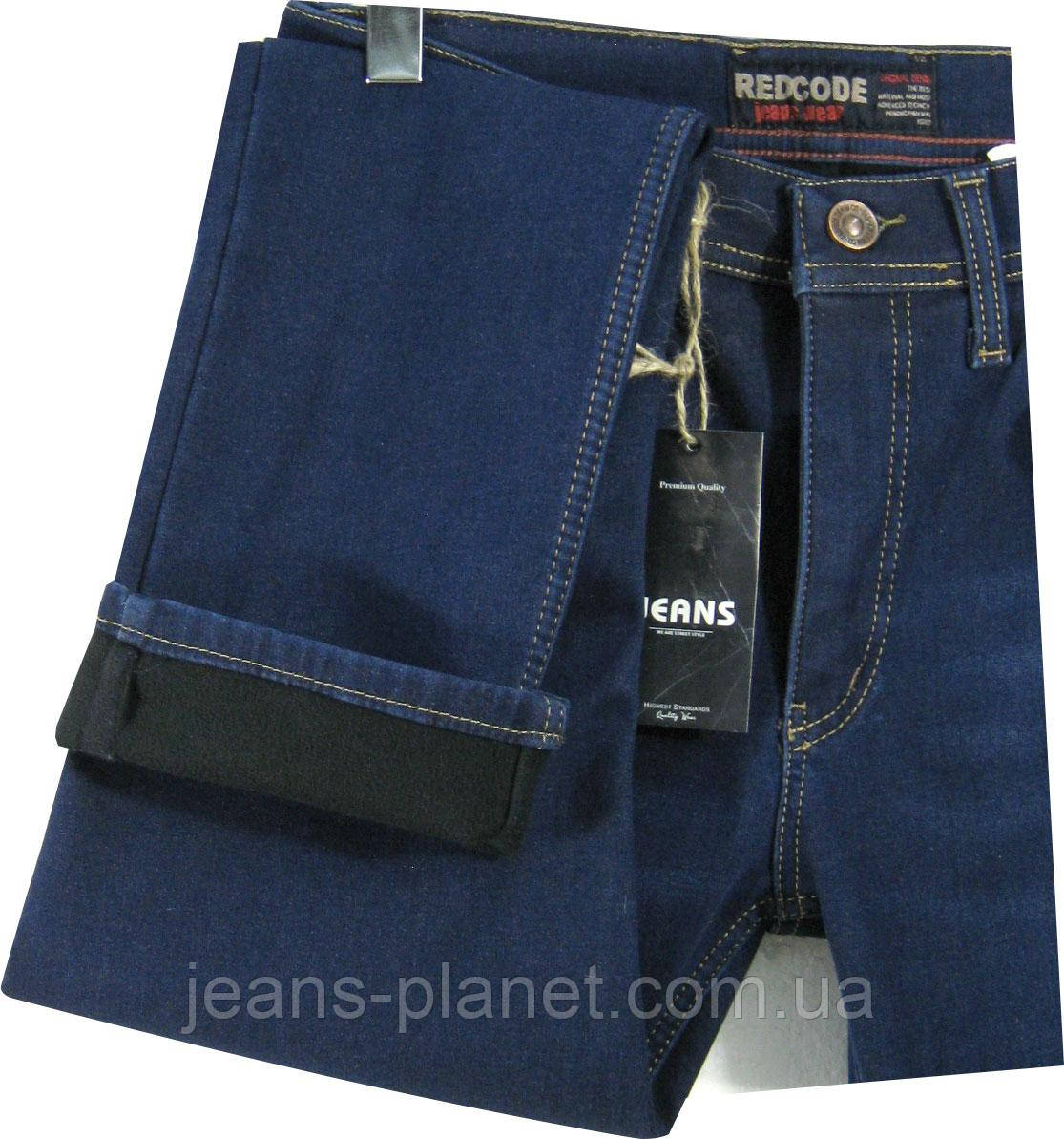 Джинсы мужские утеплённые зауженные Redcode синего цвета баталы — изображение 3