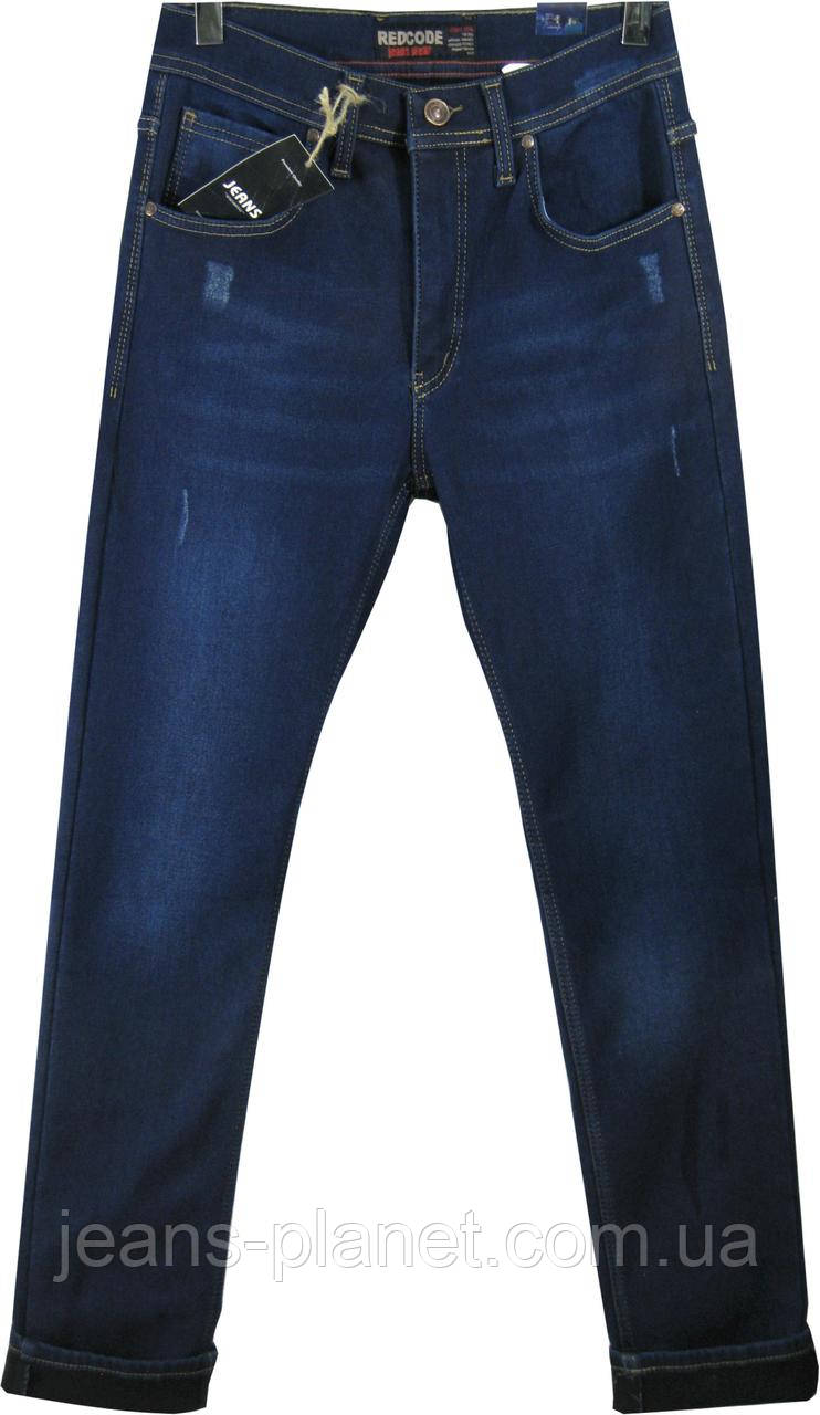 Джинсы мужские утеплённые зауженные Redcode синего цвета баталы — изображение 2