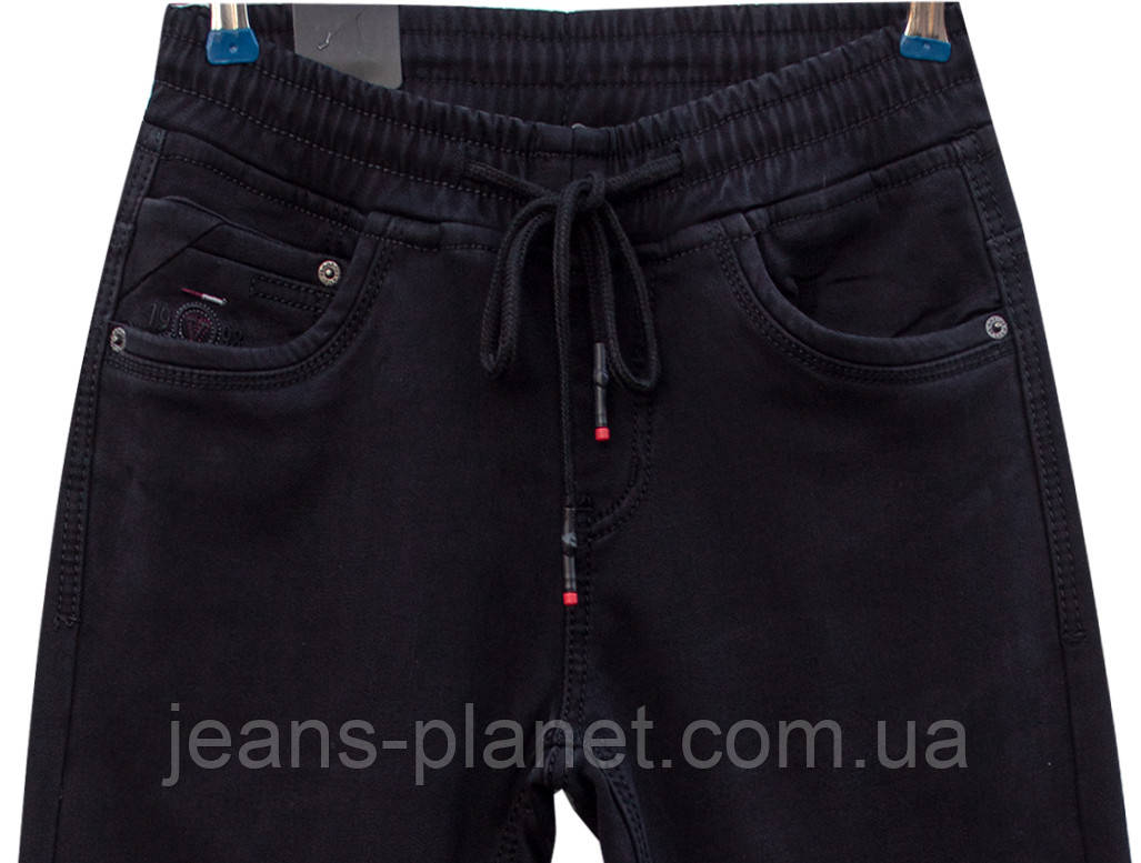 Джинсы молодёжные мужские утеплённые джоггеры пояс и низ на резинке — изображение 4