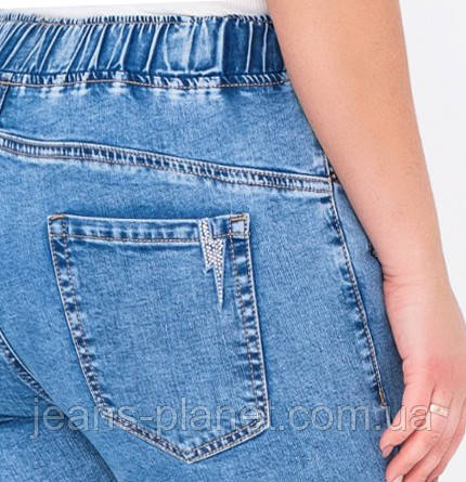 Джинсы женские пояс на резинке оригинальные с царапинами — изображение 2