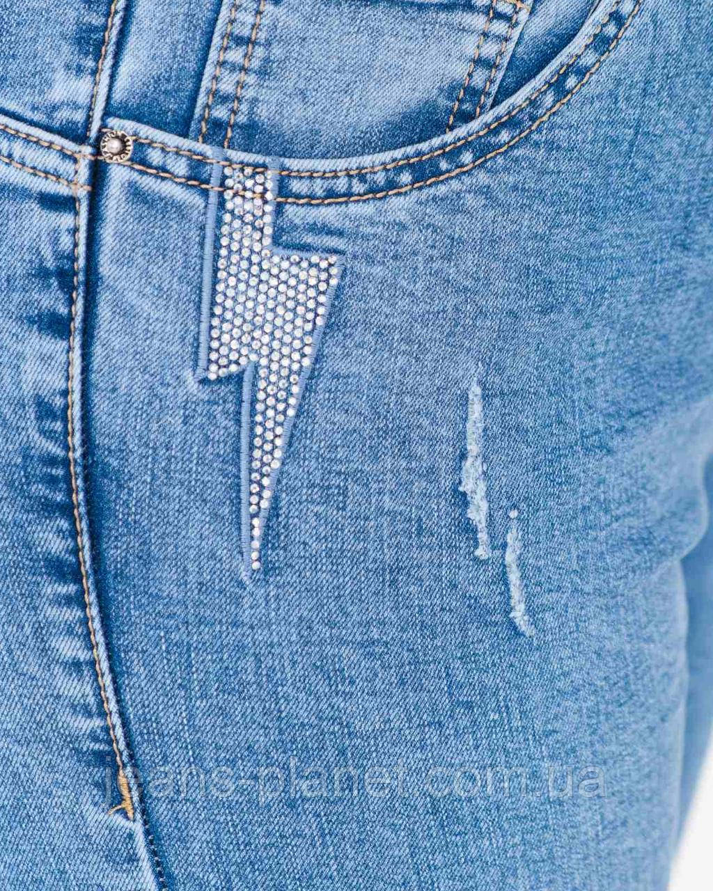 Джинсы женские пояс на резинке оригинальные с царапинами — изображение 3