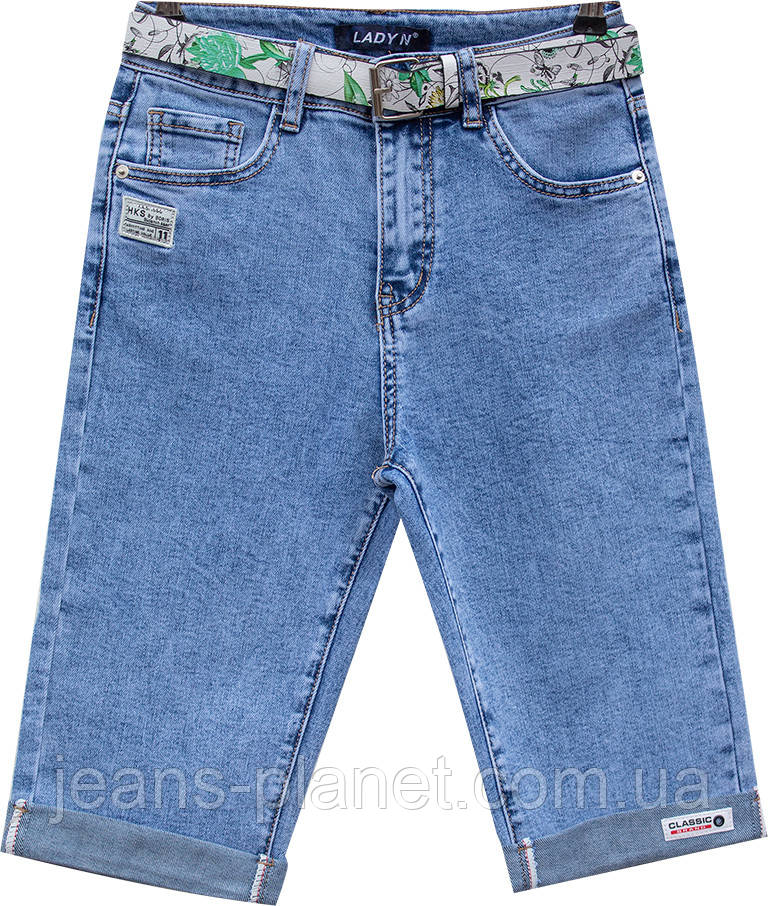 Модные женские джинсовые капри Lady N с белым ремнём — изображение 4