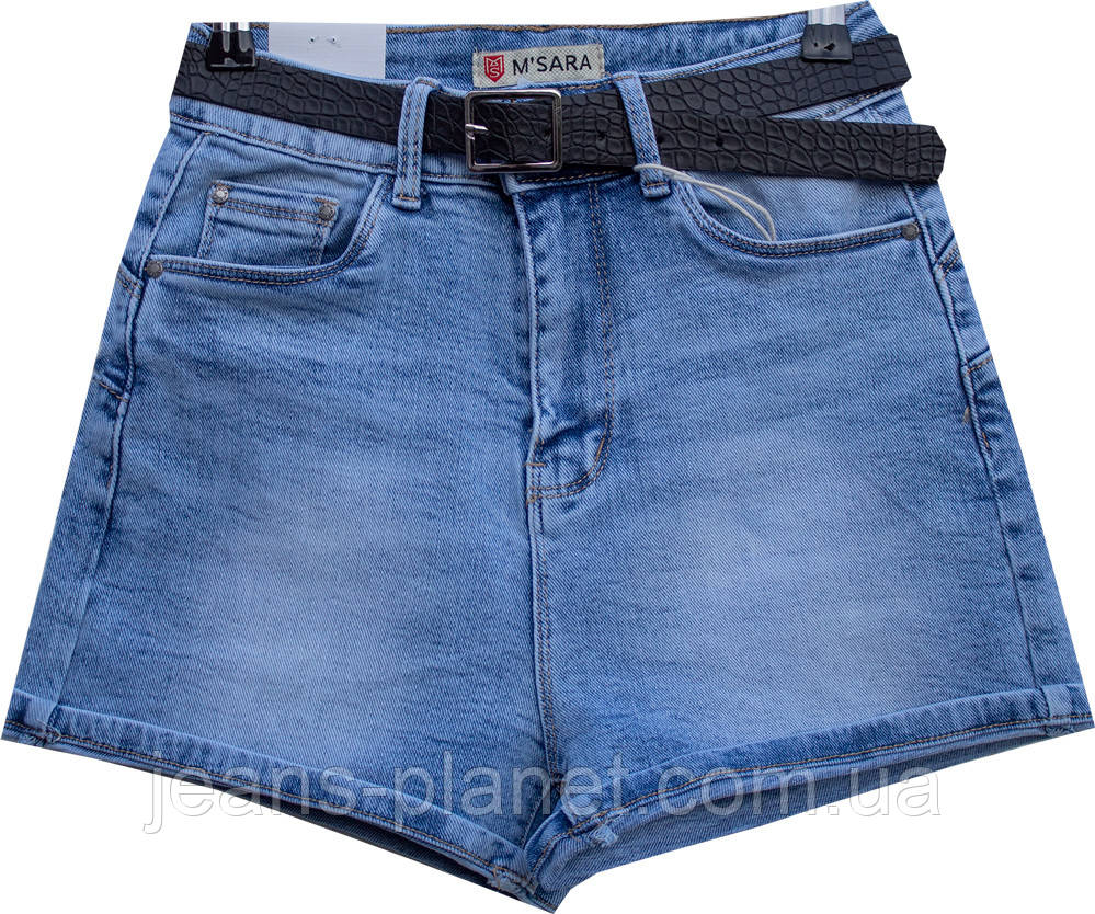 Шорты женские джинсовые короткие M.Sara Push-Up с ремнём — изображение 4