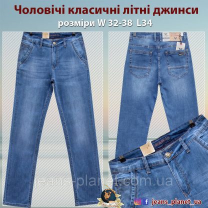 Джинсы мужские классические летние с косыми карманами LS