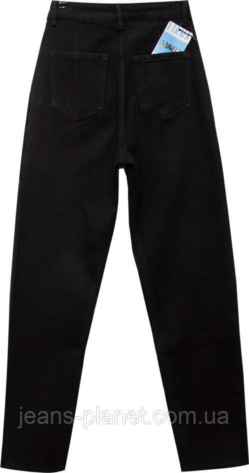 Джинсы женские зимние утеплённые Мом Liana - Lady N чёрного цвета — изображение 3