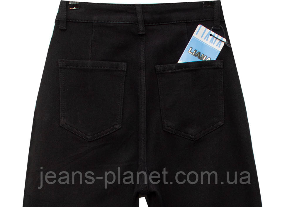 Джинсы женские зимние утеплённые Мом Liana - Lady N чёрного цвета — изображение 6
