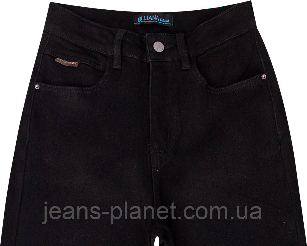 Джинсы женские зимние утеплённые Мом Liana - Lady N чёрного цвета — изображение 4