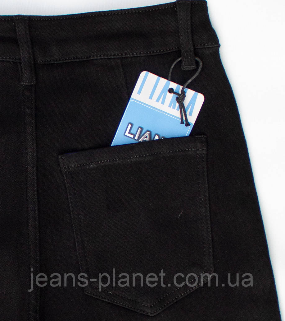 Джинсы женские зимние утеплённые Мом Liana - Lady N чёрного цвета — изображение 5