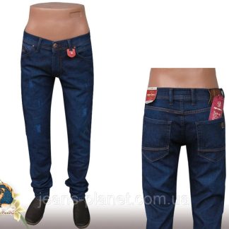 Джинсы мужские утеплённые зауженные Revanj на резинке синего цвета 29 размер