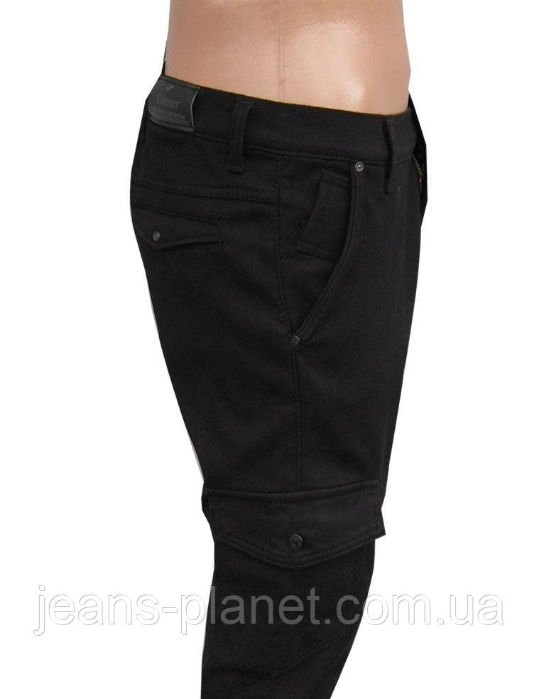 Джинсы мужские утеплённые карго чёрного цвета — изображение 2