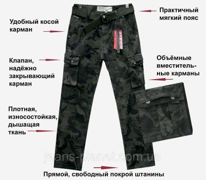 Джинси чоловічі ITENO - TOPHERO оригінал камуфляж з накладними кишенями — изображение 3