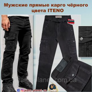 Чоловічі джинси карго з кишенями чорного кольору ITENO-TOPHERO