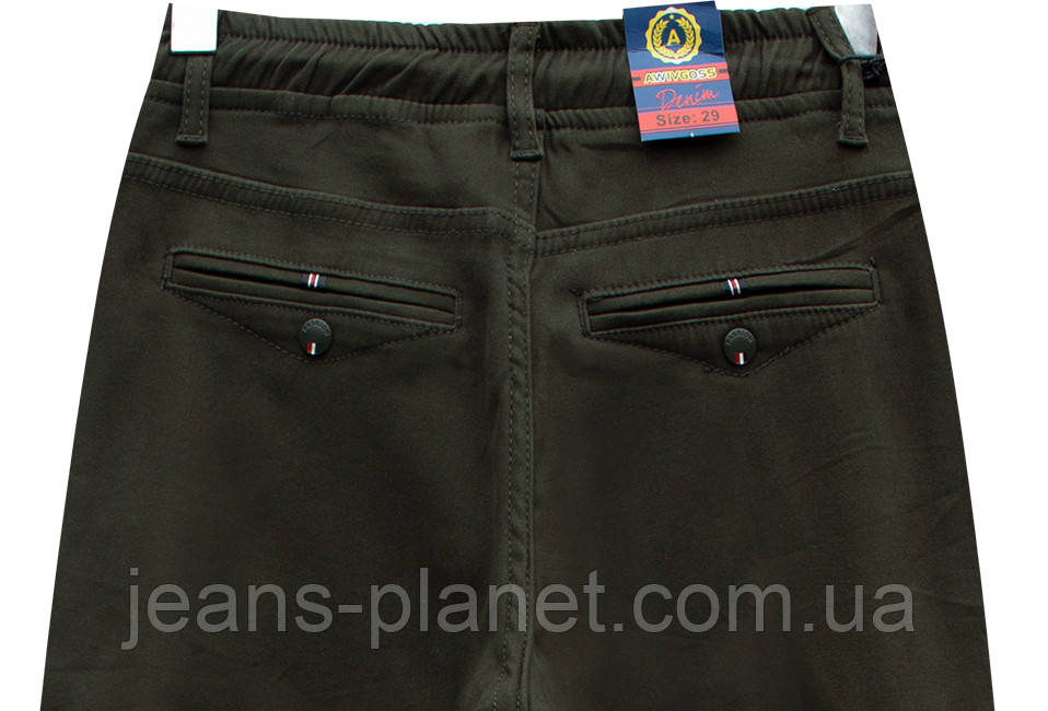 Джинси джоггеры карго чоловічі утеплені кольору хакі 33 розмір — изображение 3