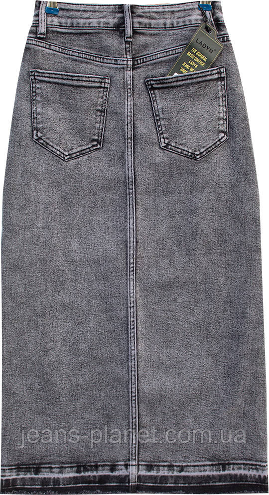 Наймодніша джинсова спідниця міді - максі з розрізом Lady N сірого кольору — изображение 3
