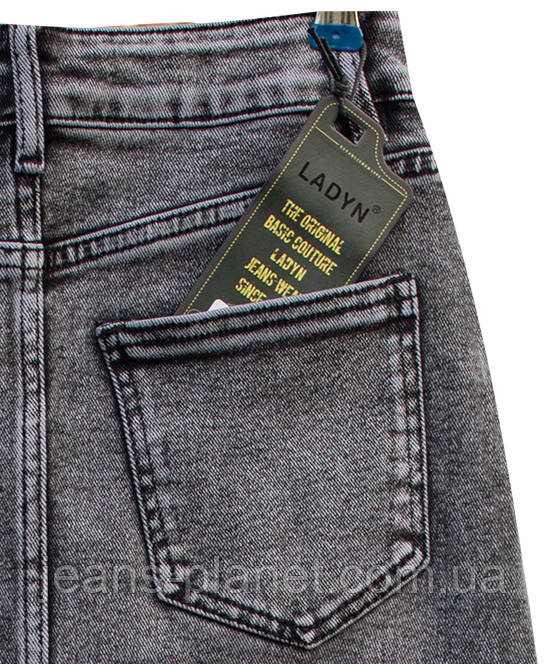 Наймодніша джинсова спідниця міді - максі з розрізом Lady N сірого кольору — изображение 5