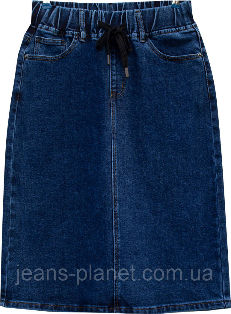 Джинсова пряма спідниця класичної довжини Vanver пояс на резинці — изображение 4