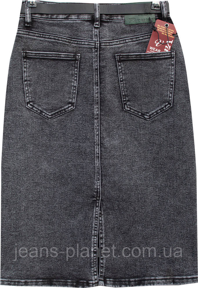 Модна джинсова спідниця олівець кольору сірий графіт з ременем — изображение 7