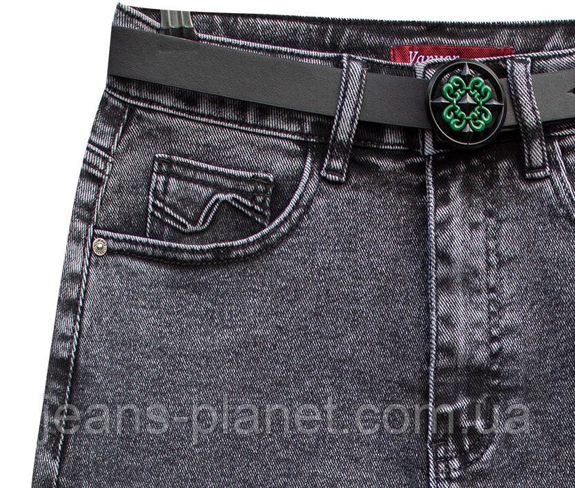 Модна джинсова спідниця олівець кольору сірий графіт з ременем — изображение 6