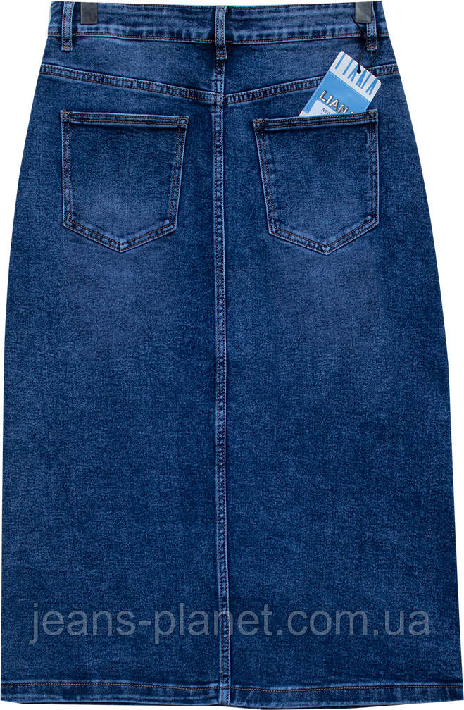 Модна довга джинсова спідниця на гудзиках блакитного кольору — изображение 5