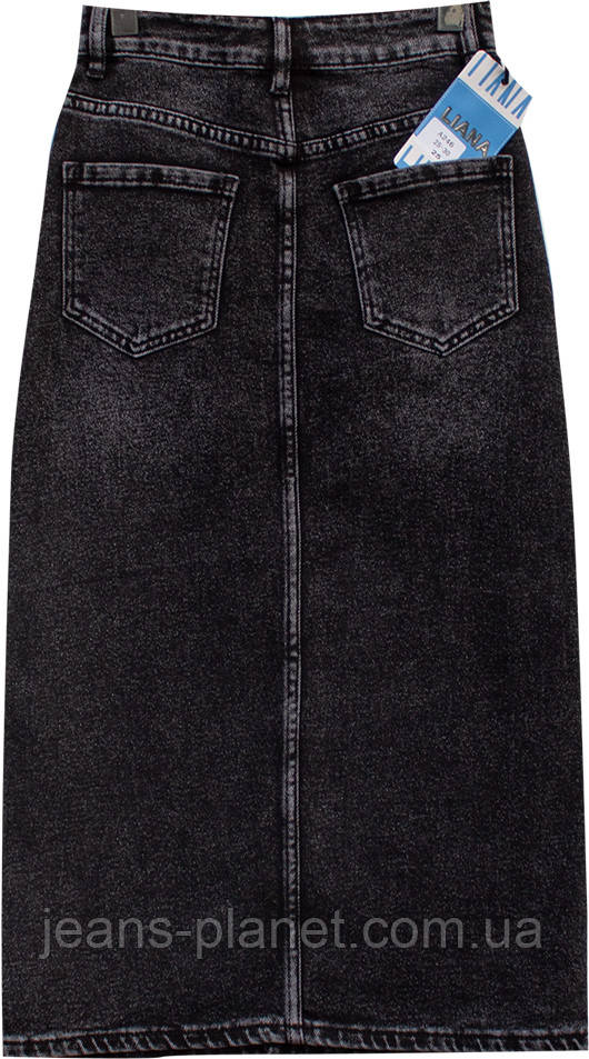 Джинсова спідниця міді колір темно-сірий графіт Liana — изображение 4
