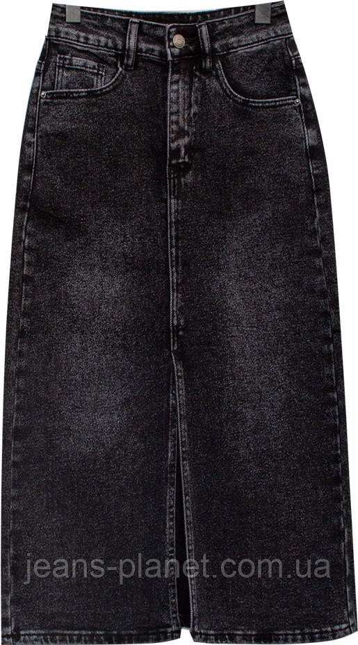 Джинсова спідниця міді колір темно-сірий графіт Liana — изображение 3