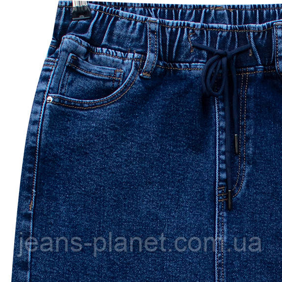 Джинсова спідниця класичної довжини пояс на резинці низ бахрома 33 розмір — изображение 4