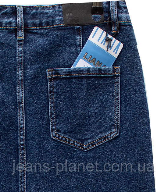 Джинсова класична спідниця міді за коліно синього кольору Liana — изображение 6