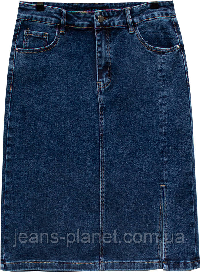 Джинсова класична спідниця міді за коліно синього кольору Liana — изображение 4