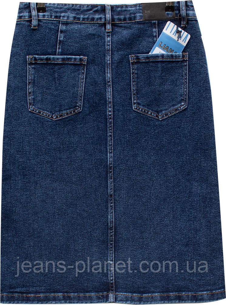 Джинсова класична спідниця міді за коліно синього кольору Liana — изображение 3