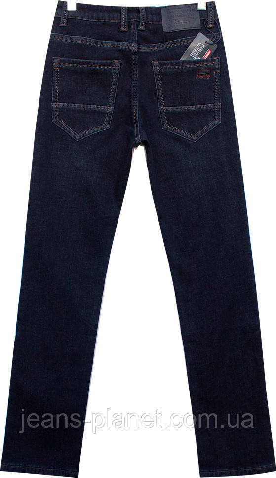 Джинси чоловічі зимові класичні з косими кишенями колір "blue-black" — изображение 3