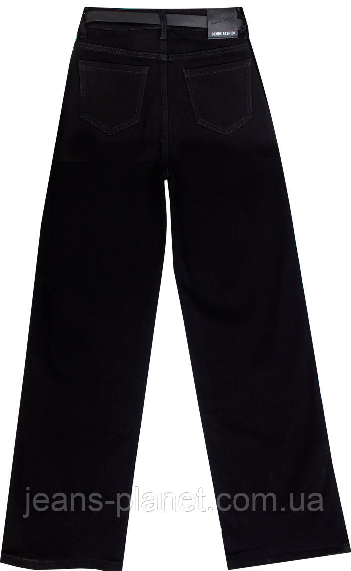 Джинси утепленні жіночі палаццо на байці Vanver чорного кольору — изображение 3