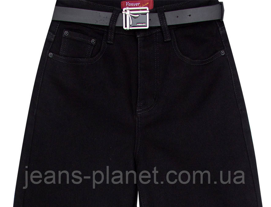 Джинси утепленні жіночі палаццо на байці Vanver чорного кольору — изображение 7