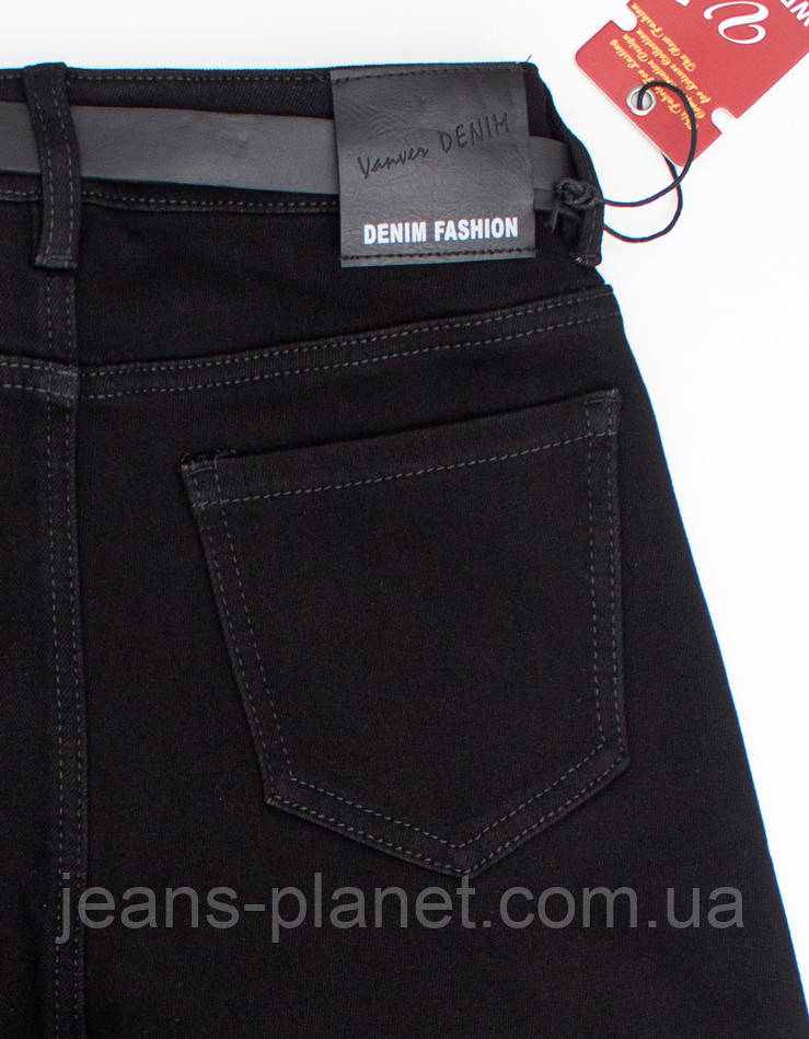 Джинси утепленні жіночі палаццо на байці Vanver чорного кольору — изображение 6