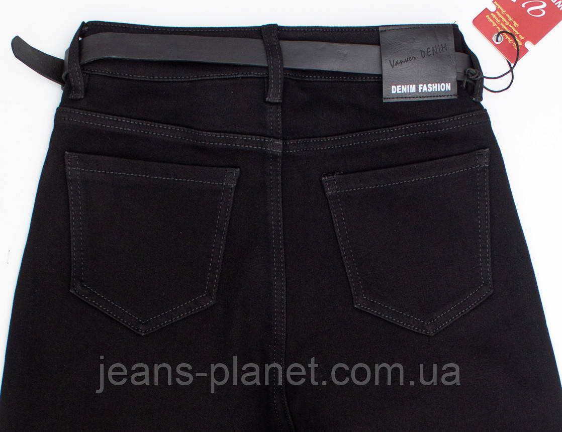 Джинси утепленні жіночі палаццо на байці Vanver чорного кольору — изображение 4
