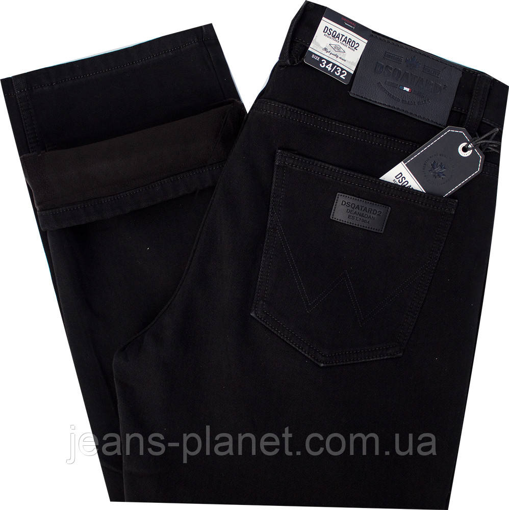 Джинси чоловічі зимові класичні Dsqatard чорного кольору великі розміри — изображение 7