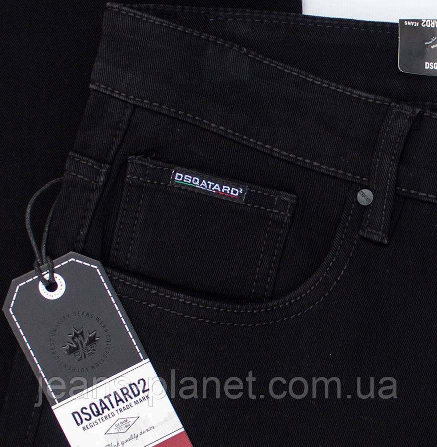 Джинси чоловічі зимові класичні Dsqatard чорного кольору великі розміри — изображение 8