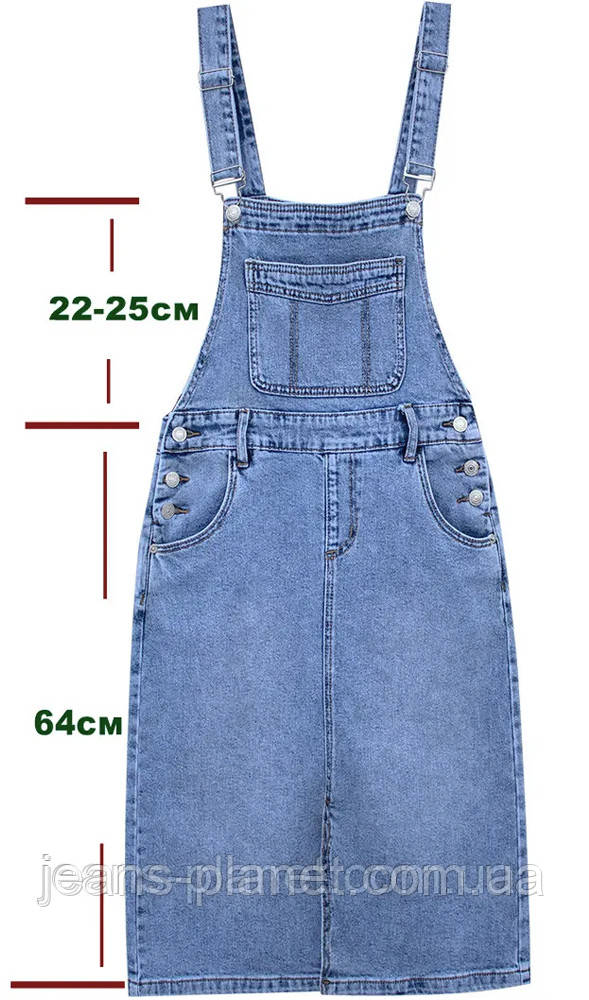 Жіночий джинсовий сарафан - комбінезон з юбкою міді Lady N - Liana — изображение 3