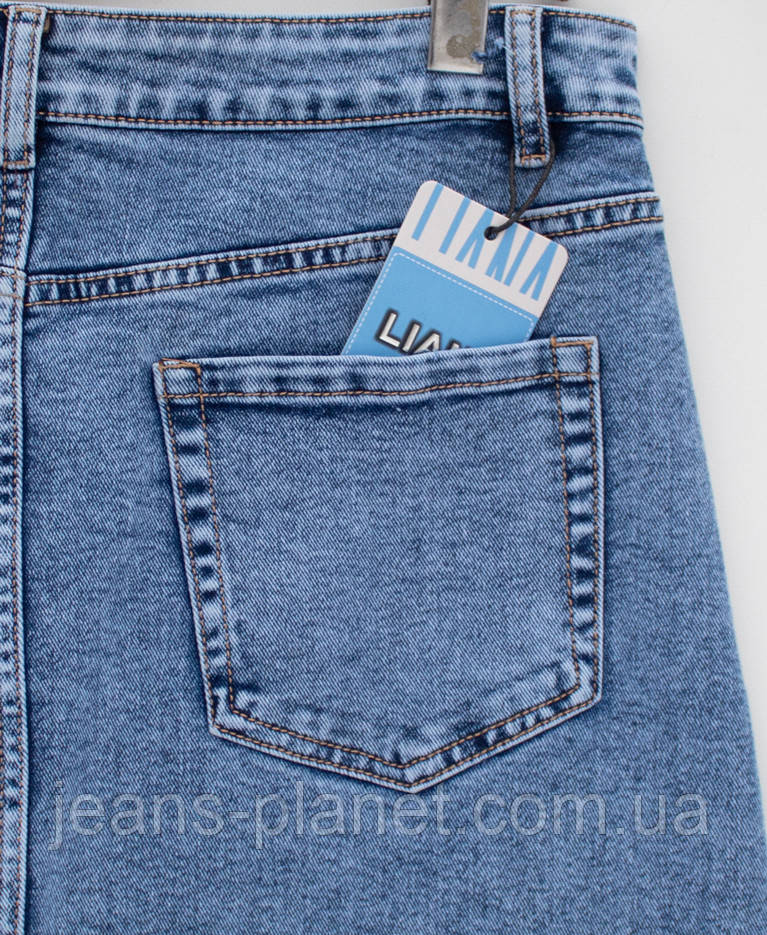 Модна довга джинсова спідниця на гудзиках блакитного кольору Liana — изображение 3