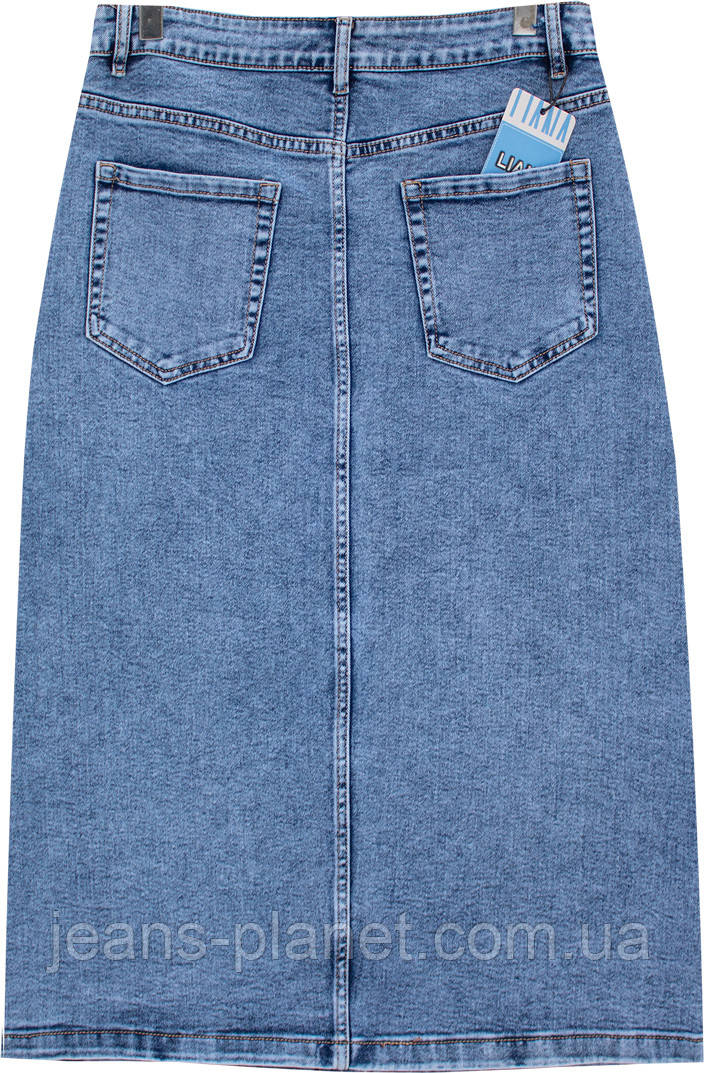 Модна довга джинсова спідниця на гудзиках блакитного кольору Liana — изображение 2