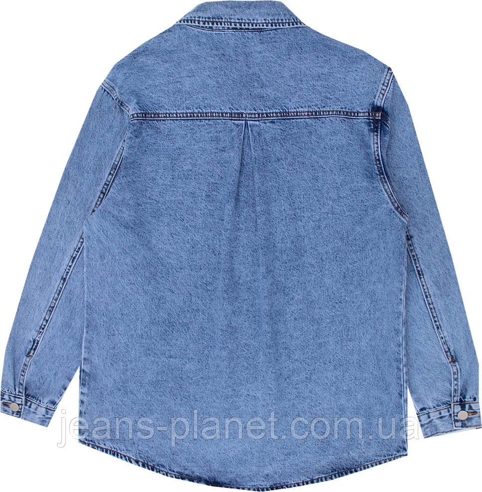 Модна жіноча джинсова сорочка блакитного кольру Liana — изображение 4