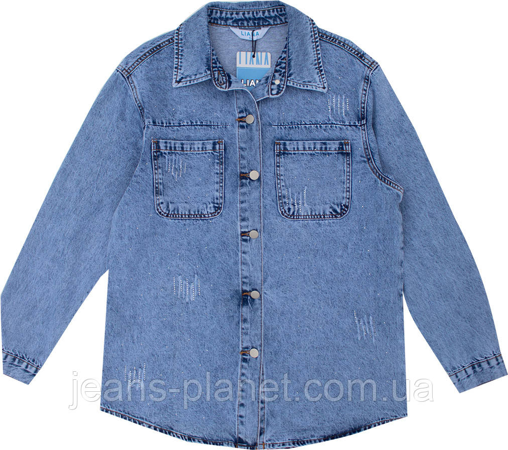Модна жіноча джинсова сорочка блакитного кольру Liana — изображение 6