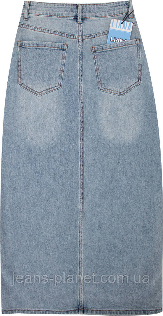 Наймодніша літня джинсова спідниця максі олівець з розрізом Liana — изображение 3