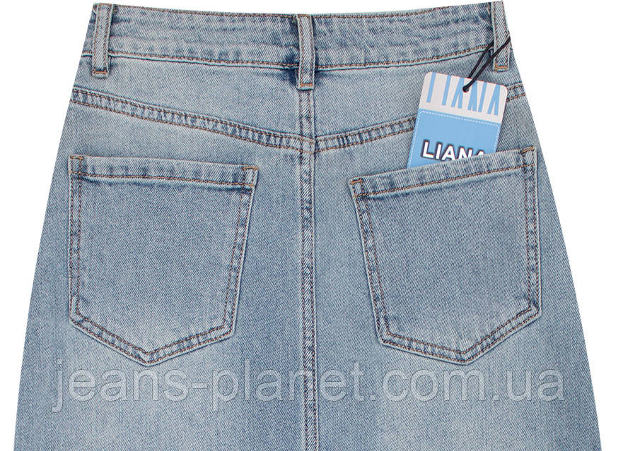 Наймодніша літня джинсова спідниця максі олівець з розрізом Liana — изображение 7