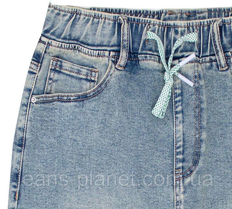 Джинсова спідниця класичної довжини пояс на резинці низ бахрома — изображение 5