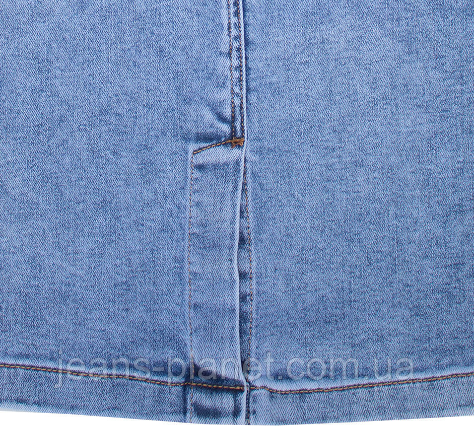 Джинсова класична спідниця міді довжина 68 см пояс на резинці — изображение 7